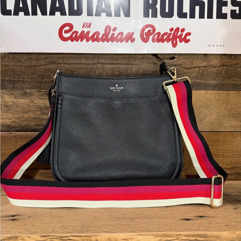 kate spade Black Pebbled Leather Logo Interior